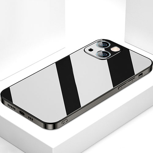Silicone Frame Mirror Case Cover M09 for Apple iPhone 13 Black