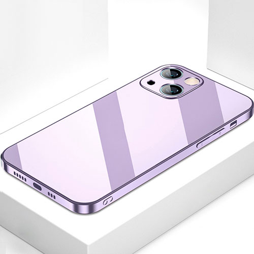 Silicone Frame Mirror Case Cover M09 for Apple iPhone 13 Mini Purple