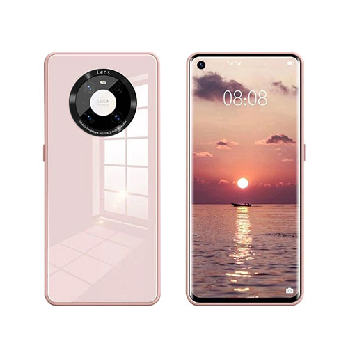 Silicone Frame Mirror Case Cover T01 for Huawei Mate 40 Pink