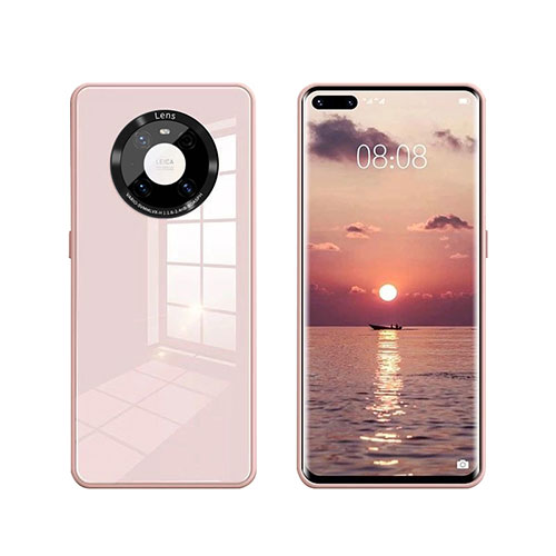 Silicone Frame Mirror Case Cover T01 for Huawei Mate 40E Pro 4G Pink