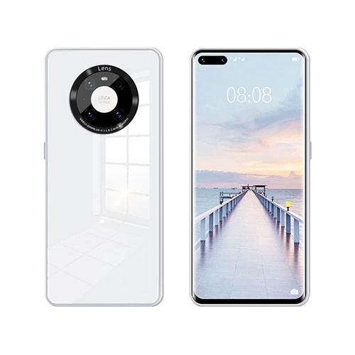 Silicone Frame Mirror Case Cover T01 for Huawei Mate 40E Pro 4G White