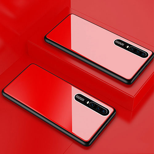 Silicone Frame Mirror Case Cover T01 for Huawei P30 Red