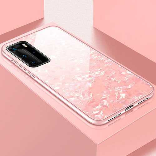 Silicone Frame Mirror Case Cover T01 for Huawei P40 Pro Pink