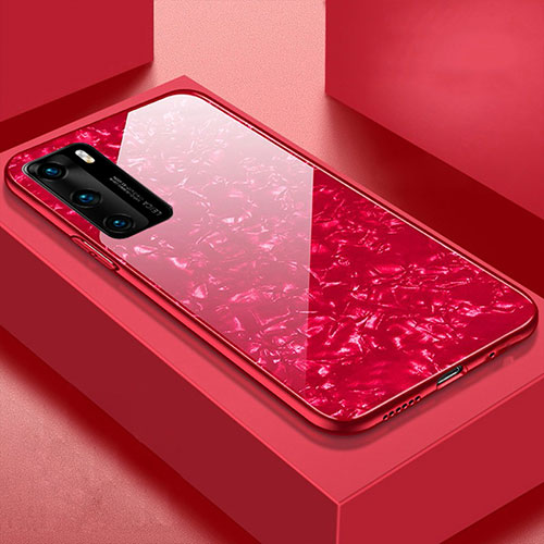 Silicone Frame Mirror Case Cover T01 for Huawei P40 Red