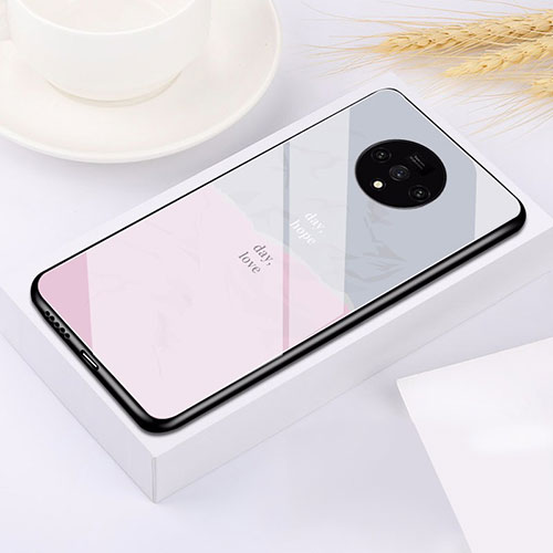Silicone Frame Mirror Case Cover T01 for OnePlus 7T Pink