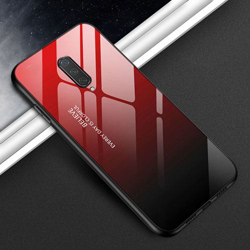 Silicone Frame Mirror Case Cover T01 for OnePlus 8 Red