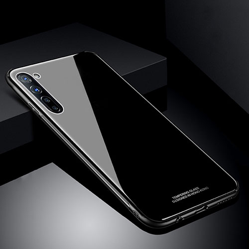 Silicone Frame Mirror Case Cover T01 for Oppo A91 Black