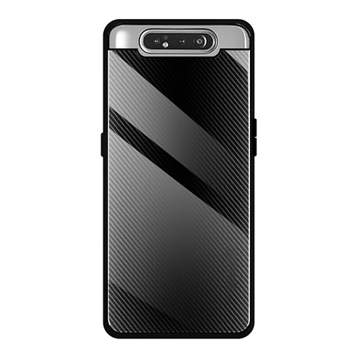 Silicone Frame Mirror Case Cover T01 for Samsung Galaxy A80 Black