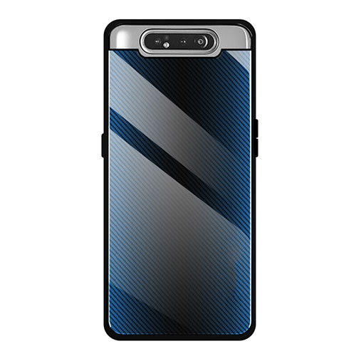 Silicone Frame Mirror Case Cover T01 for Samsung Galaxy A80 Blue
