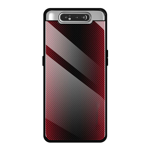Silicone Frame Mirror Case Cover T01 for Samsung Galaxy A80 Red
