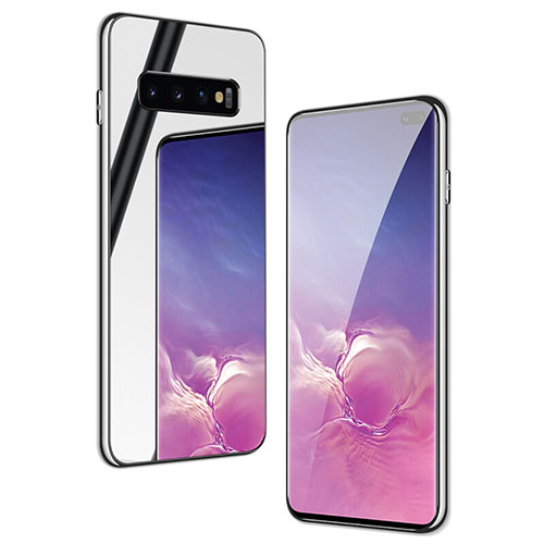 Silicone Frame Mirror Case Cover T01 for Samsung Galaxy S10 Plus Silver