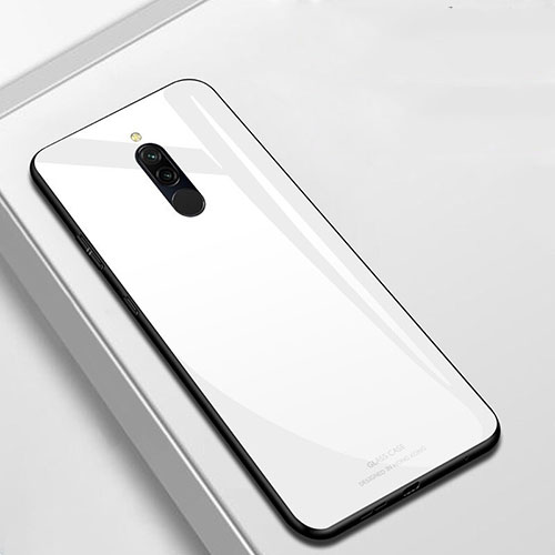 Silicone Frame Mirror Case Cover T01 for Xiaomi Redmi Note 8 White