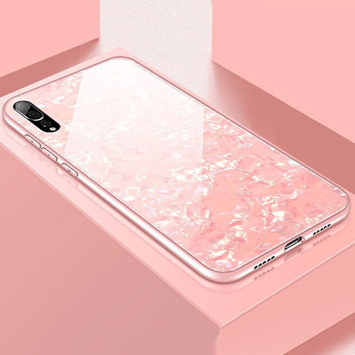 Silicone Frame Mirror Case Cover T02 for Huawei P20 Pro Pink