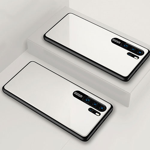 Silicone Frame Mirror Case Cover T02 for Huawei P30 Pro White