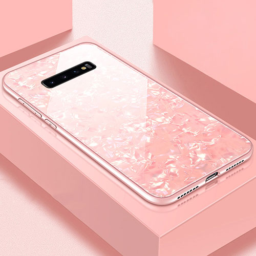 Silicone Frame Mirror Case Cover U01 for Samsung Galaxy S10 Plus Rose Gold