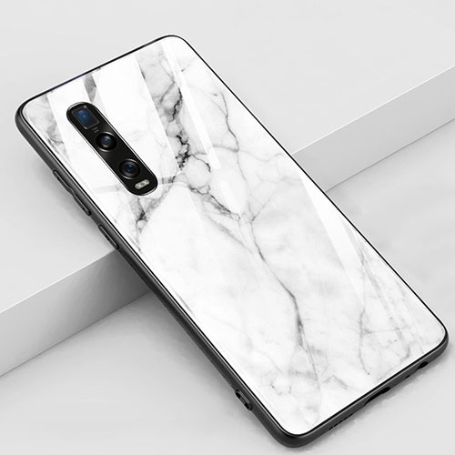 Silicone Frame Mirror Case Cover Z01 for Oppo Find X2 Pro White
