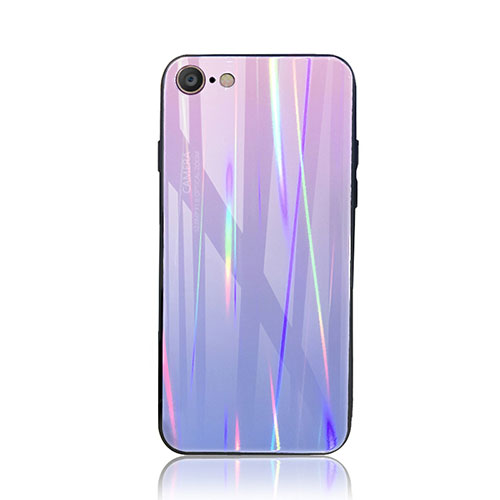 Silicone Frame Mirror Rainbow Gradient Case Cover for Apple iPhone 8 Purple