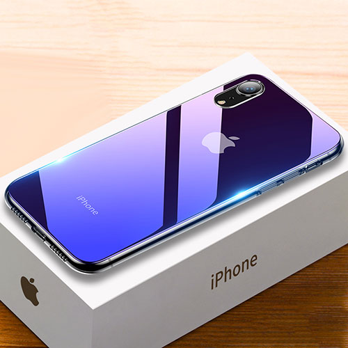 Silicone Frame Mirror Rainbow Gradient Case Cover for Apple iPhone XR Purple