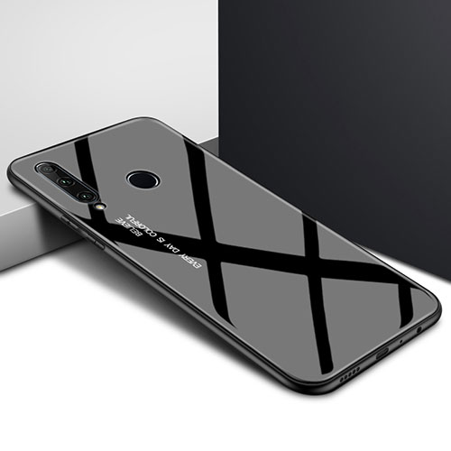 Silicone Frame Mirror Rainbow Gradient Case Cover for Huawei Enjoy 10 Plus Black