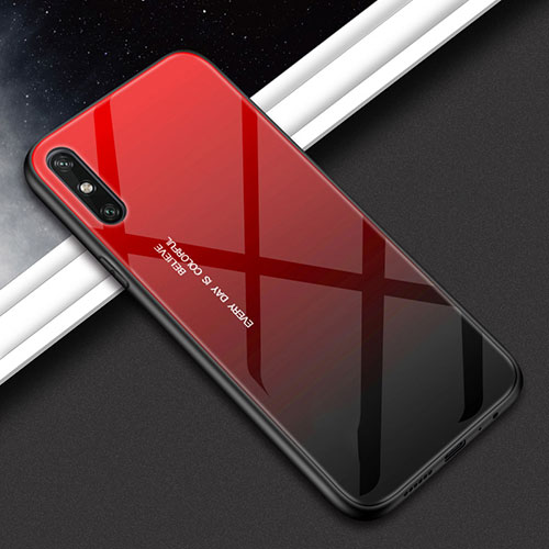 Silicone Frame Mirror Rainbow Gradient Case Cover for Huawei Enjoy 10e Red