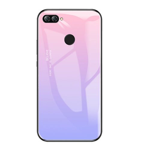 Silicone Frame Mirror Rainbow Gradient Case Cover for Huawei Enjoy 7S Purple