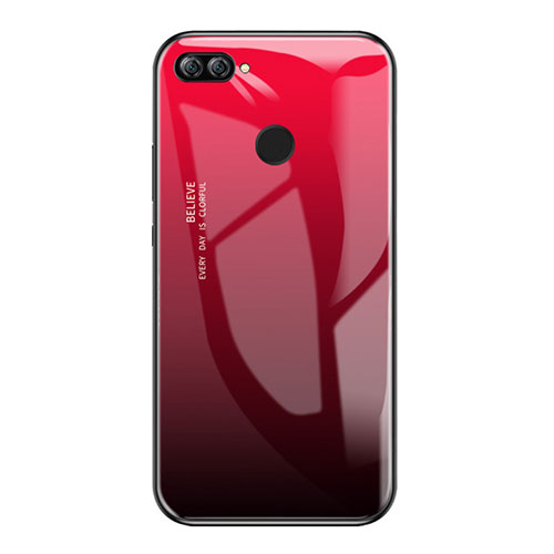 Silicone Frame Mirror Rainbow Gradient Case Cover for Huawei Enjoy 7S Red