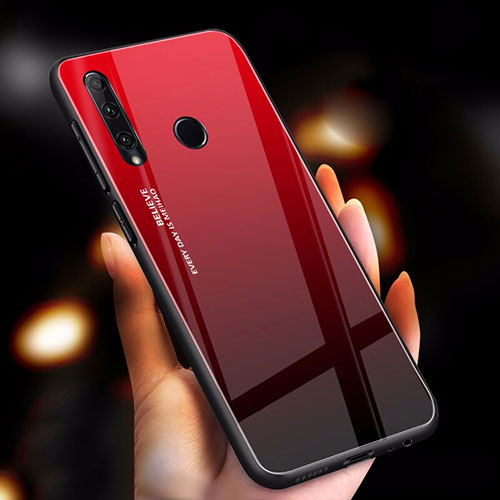 Silicone Frame Mirror Rainbow Gradient Case Cover for Huawei Enjoy 9s Red