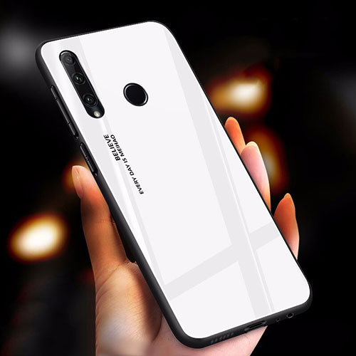 Silicone Frame Mirror Rainbow Gradient Case Cover for Huawei Enjoy 9s White