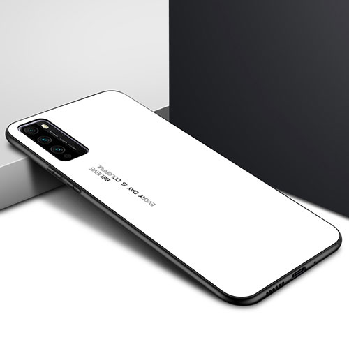 Silicone Frame Mirror Rainbow Gradient Case Cover for Huawei Enjoy Z 5G White