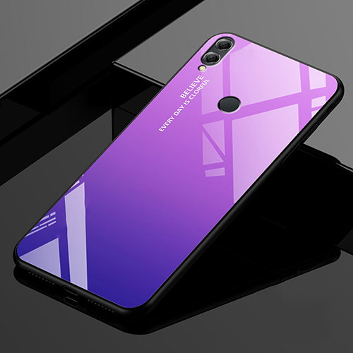 Silicone Frame Mirror Rainbow Gradient Case Cover for Huawei Honor 8X Max Purple