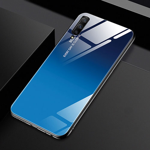 Silicone Frame Mirror Rainbow Gradient Case Cover for Huawei Honor 9X Pro Blue