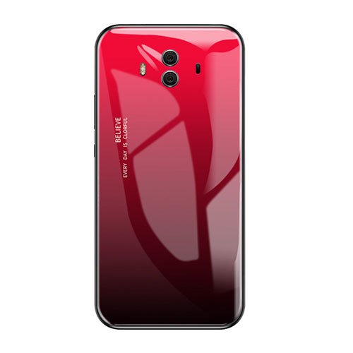 Silicone Frame Mirror Rainbow Gradient Case Cover for Huawei Mate 10 Red