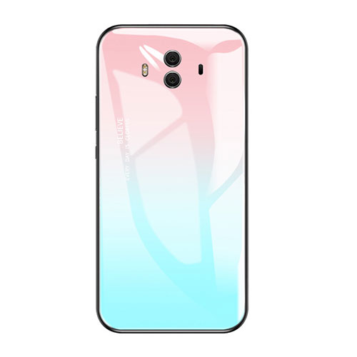 Silicone Frame Mirror Rainbow Gradient Case Cover for Huawei Mate 10 Sky Blue