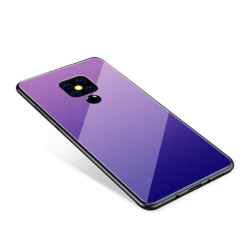 Silicone Frame Mirror Rainbow Gradient Case Cover for Huawei Mate 20 Purple