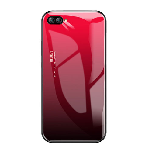 Silicone Frame Mirror Rainbow Gradient Case Cover for Huawei Nova 2S Red