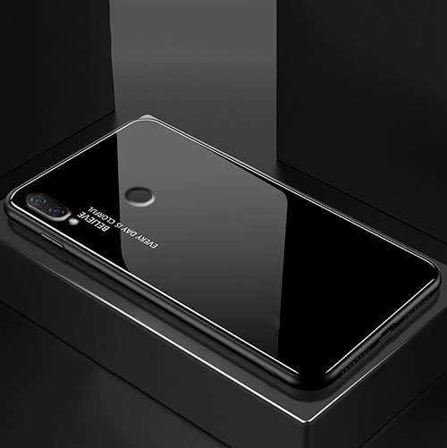Silicone Frame Mirror Rainbow Gradient Case Cover for Huawei Nova 3e Black