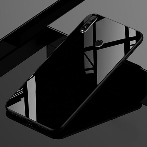 Silicone Frame Mirror Rainbow Gradient Case Cover for Huawei Nova 4e Black