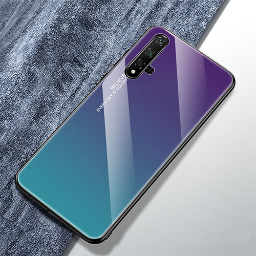 Silicone Frame Mirror Rainbow Gradient Case Cover for Huawei Nova 5T Mixed