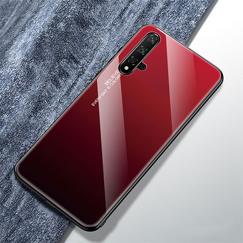 Silicone Frame Mirror Rainbow Gradient Case Cover for Huawei Nova 5T Red