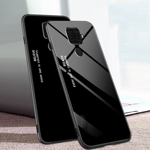 Silicone Frame Mirror Rainbow Gradient Case Cover for Huawei Nova 5z Black