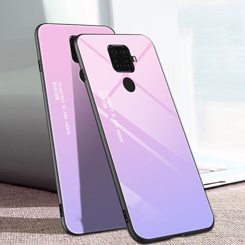 Silicone Frame Mirror Rainbow Gradient Case Cover for Huawei Nova 5z Pink