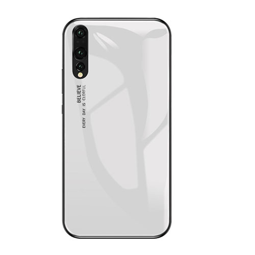 Silicone Frame Mirror Rainbow Gradient Case Cover for Huawei P20 Pro White