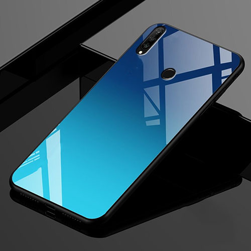 Silicone Frame Mirror Rainbow Gradient Case Cover for Huawei P30 Lite Blue