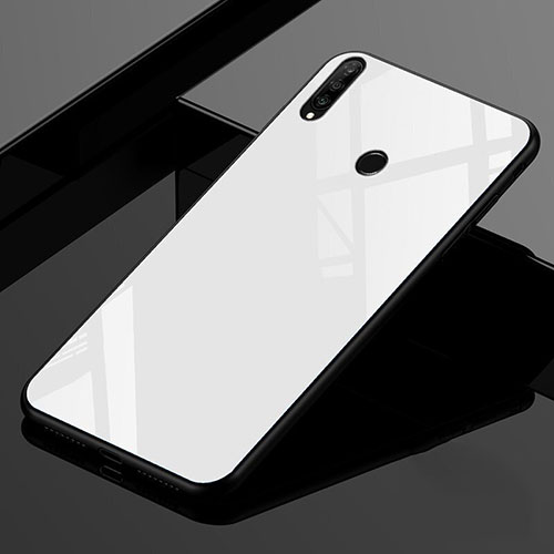 Silicone Frame Mirror Rainbow Gradient Case Cover for Huawei P30 Lite New Edition White