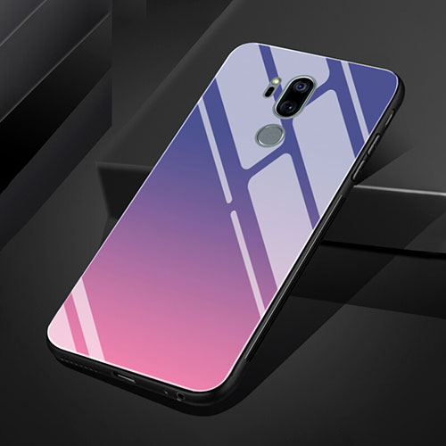 Silicone Frame Mirror Rainbow Gradient Case Cover for LG G7 Purple