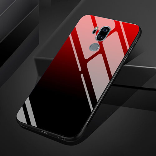 Silicone Frame Mirror Rainbow Gradient Case Cover for LG G7 Red