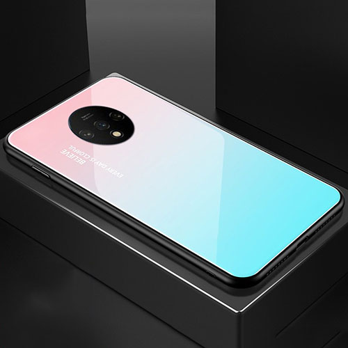 Silicone Frame Mirror Rainbow Gradient Case Cover for OnePlus 7T Mixed