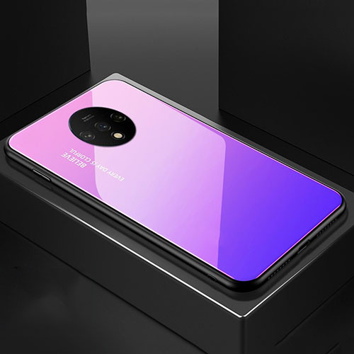 Silicone Frame Mirror Rainbow Gradient Case Cover for OnePlus 7T Pink