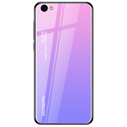 Silicone Frame Mirror Rainbow Gradient Case Cover for Oppo A3 Purple