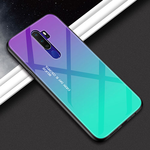 Silicone Frame Mirror Rainbow Gradient Case Cover for Oppo A9 (2020) Green